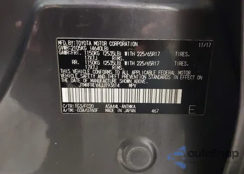 2018 Toyota Rav4 Xle from USA, damaged, VIN JTMRFREV4JJ193814